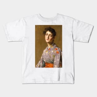 Girl in a Japanese Costume by William Merritt Chase Kids T-Shirt